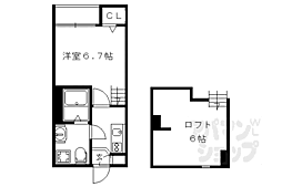 エクル中芝町 1階1Kの間取り