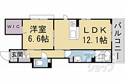 JR山陰本線 円町駅 徒歩8分の賃貸マンション 2階1LDKの間取り
