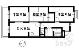 JR山陰本線 太秦駅 徒歩12分の賃貸マンション 3階3DKの間取り