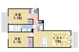 ＶＩＬＬＡ　ＥＡＳＴ 3階2LDKの間取り