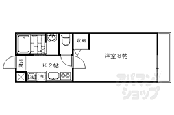 JR山陰本線 太秦駅 徒歩6分の賃貸マンション 2階1Kの間取り
