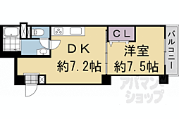 阪急京都本線 西院駅 徒歩20分の賃貸マンション 2階1DKの間取り