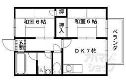 京都地下鉄東西線 六地蔵駅 徒歩12分の賃貸アパート 1階2DKの間取り