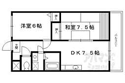 ミレニアム加納 2階2DKの間取り