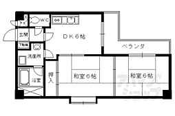 阪急京都本線 西京極駅 徒歩12分の賃貸マンション 4階2DKの間取り