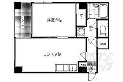京都地下鉄東西線 西大路御池駅 徒歩3分の賃貸マンション 2階1LDKの間取り