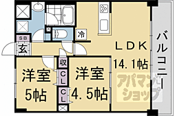 ブランシエスタ山科大塚 6階2LDKの間取り