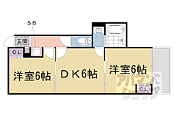 グランコート八反畑 2階2DKの間取り