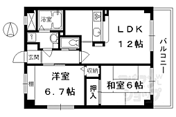 アビエンテ大藪 3階2LDKの間取り