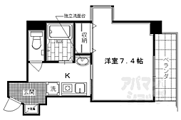 阪急京都本線 西院駅 徒歩9分の賃貸マンション 3階1Kの間取り