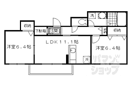 京阪本線 中書島駅 徒歩34分の賃貸マンション 3階2LDKの間取り