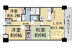 京阪本線 伏見桃山駅 徒歩2分の賃貸マンション 7階3LDKの間取り