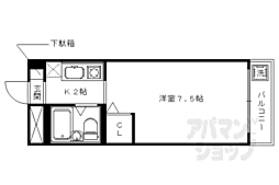 JR山陰本線 太秦駅 徒歩1分の賃貸マンション 2階1Kの間取り