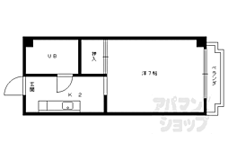 JR山陰本線 太秦駅 徒歩9分の賃貸マンション 3階1Kの間取り