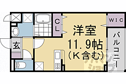 ジオコート 202 2階ワンルームの間取り