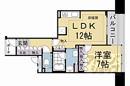 プレティナージュ御池東洞院 1LDKの間取図画像