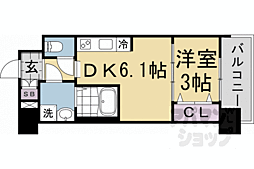 プレサンスTHEKYOTO新町通 1DKの間取図画像