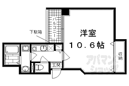 カーサ・ヴェルデ西洞院 1Kの間取図画像