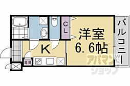 プール・トゥジュール東福寺 1Kの間取図画像