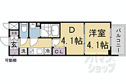 アスヴェル京都西大路SOUTH 1DKの間取図画像