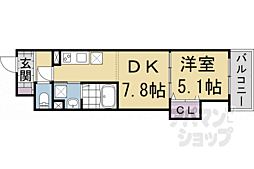 CloverResidence京都西大路 1DKの間取図画像
