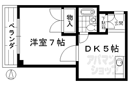第2ヌヴェールハイツ 1DKの間取図画像