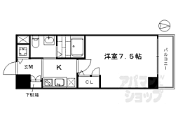 アクアプレイス京都洛南3 1Kの間取図画像