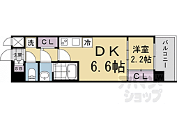 SOLTERRACE京都西大路郁 1DKの間取図画像
