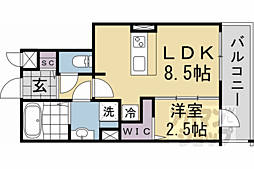 ファステート京都東福寺パラベル 1LDKの間取図画像