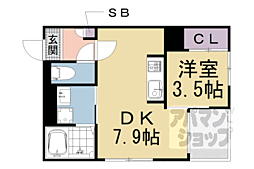 レガリストサンメゾン四ノ宮 1DKの間取図画像