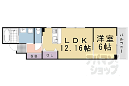 PEACEWELL四条 1LDKの間取図画像