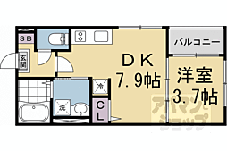 京都市南区東九条柳下町アパート 1DKの間取図画像