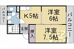 ハイツクローバー 2DKの間取図画像
