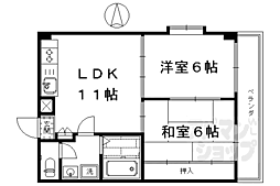 コーポ西ノ庄 2LDKの間取図画像