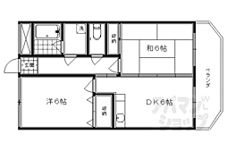 カーサイナガワ 2DKの間取図画像