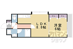 プラネシア星の子山科三条 1LDKの間取図画像