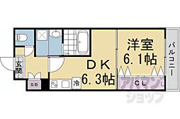 シャイン東山 1DKの間取図画像