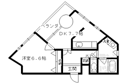 コスモプラザ 1DKの間取図画像