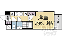 エステムコート京都千雅邸 1Kの間取図画像