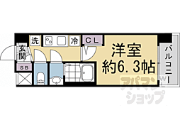 エステムコート京都千雅邸 1Kの間取図画像