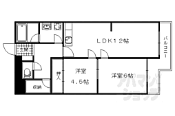 ビューハイツ京都山科 2LDKの間取図画像