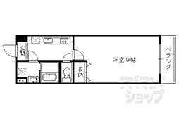 エリーフラッツ桂南 1Kの間取図画像
