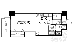 ルサフィール西大路 1DKの間取図画像
