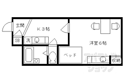レオパレス洛南 1Kの間取図画像