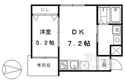 WEST9五条烏丸 1DKの間取図画像