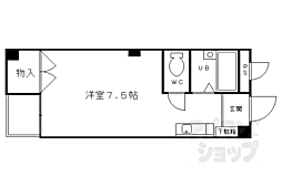 阪急京都本線 西京極駅 徒歩3分の賃貸マンション 2階1Kの間取り