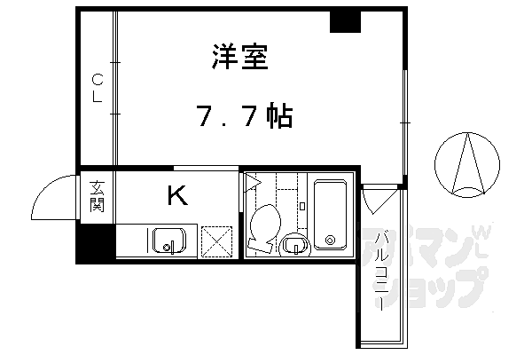 京都府京都市下京区都市町(賃貸マンション1K・2階・21.79㎡)の写真 その2