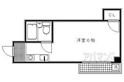 京都市営烏丸線 丸太町駅 徒歩18分の賃貸マンション 3階1Kの間取り
