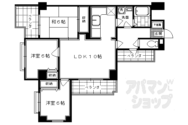 京都府京都市右京区常盤一ノ井町(賃貸マンション3LDK・4階・70.61㎡)の写真 その2