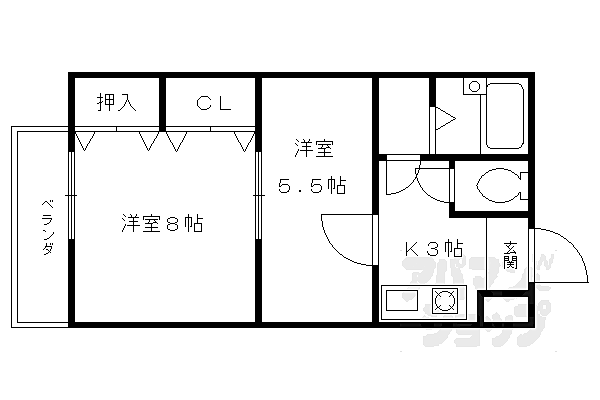 京都府京都市右京区梅津中村町(賃貸マンション2K・1階・31.00㎡)の写真 その2